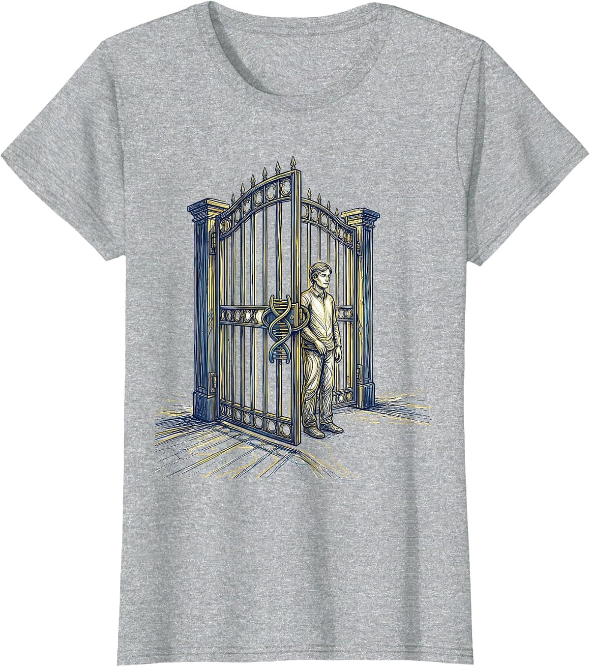 Women's Open Gate Chromosomal Loop Down Syndrome Awareness October T-Shirt - Heather Grey