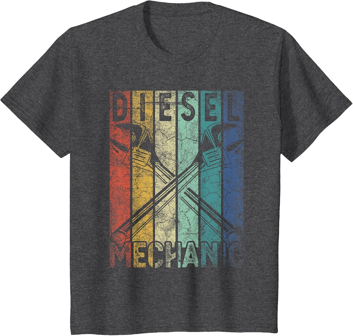 Vintage Diesel Mechanic Funny Car Garage Mens Distressed T-Shirt - Dark Heather Grey