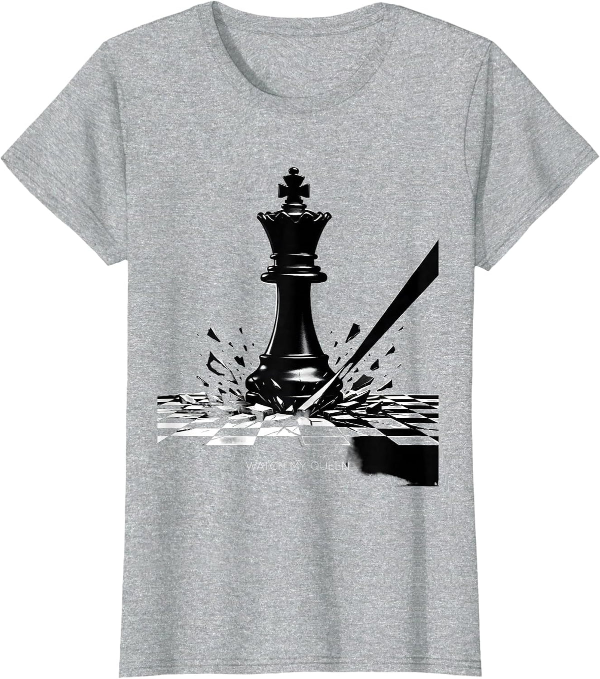 Women's Watch My Queen Funny Chess Player Gift Chess Lover Humor T-Shirt - Heather Grey