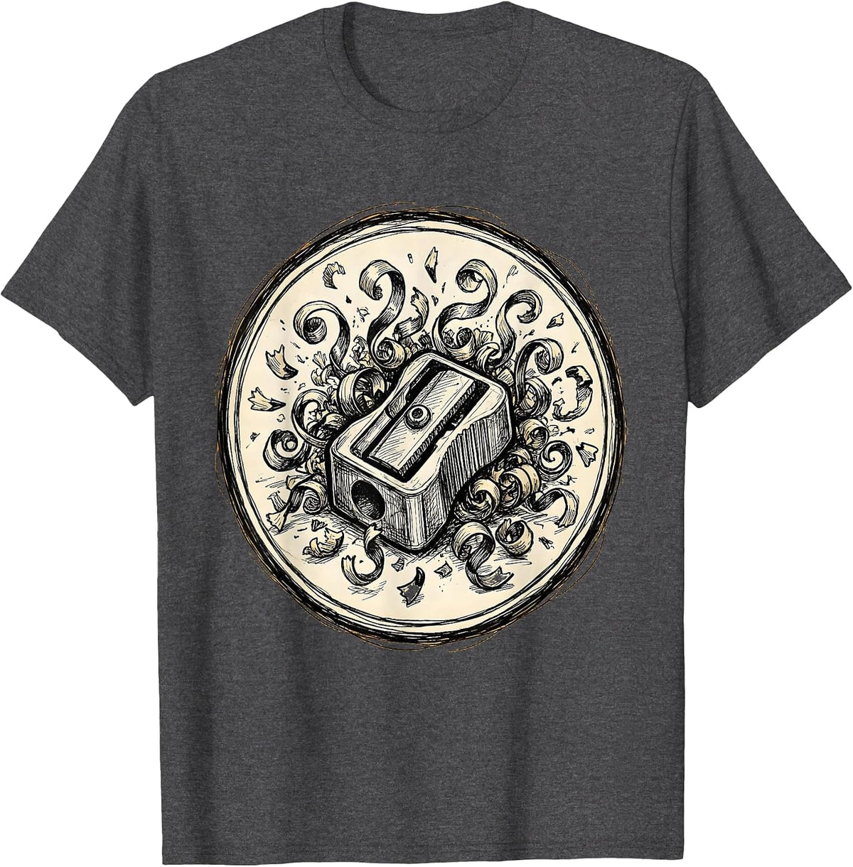 4th Grade Teacher Pencil Sharpener Graphic T-Shirt - Dark Heather Grey