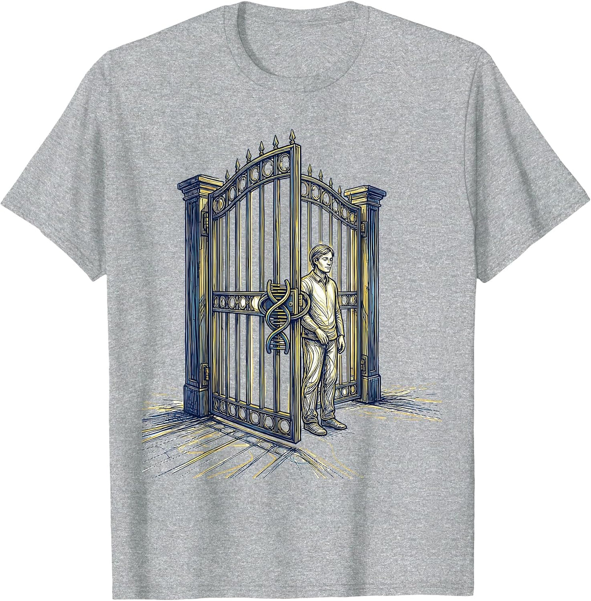 Men's Open Gate Chromosomal Loop Down Syndrome Awareness October T-Shirt - Heather Grey