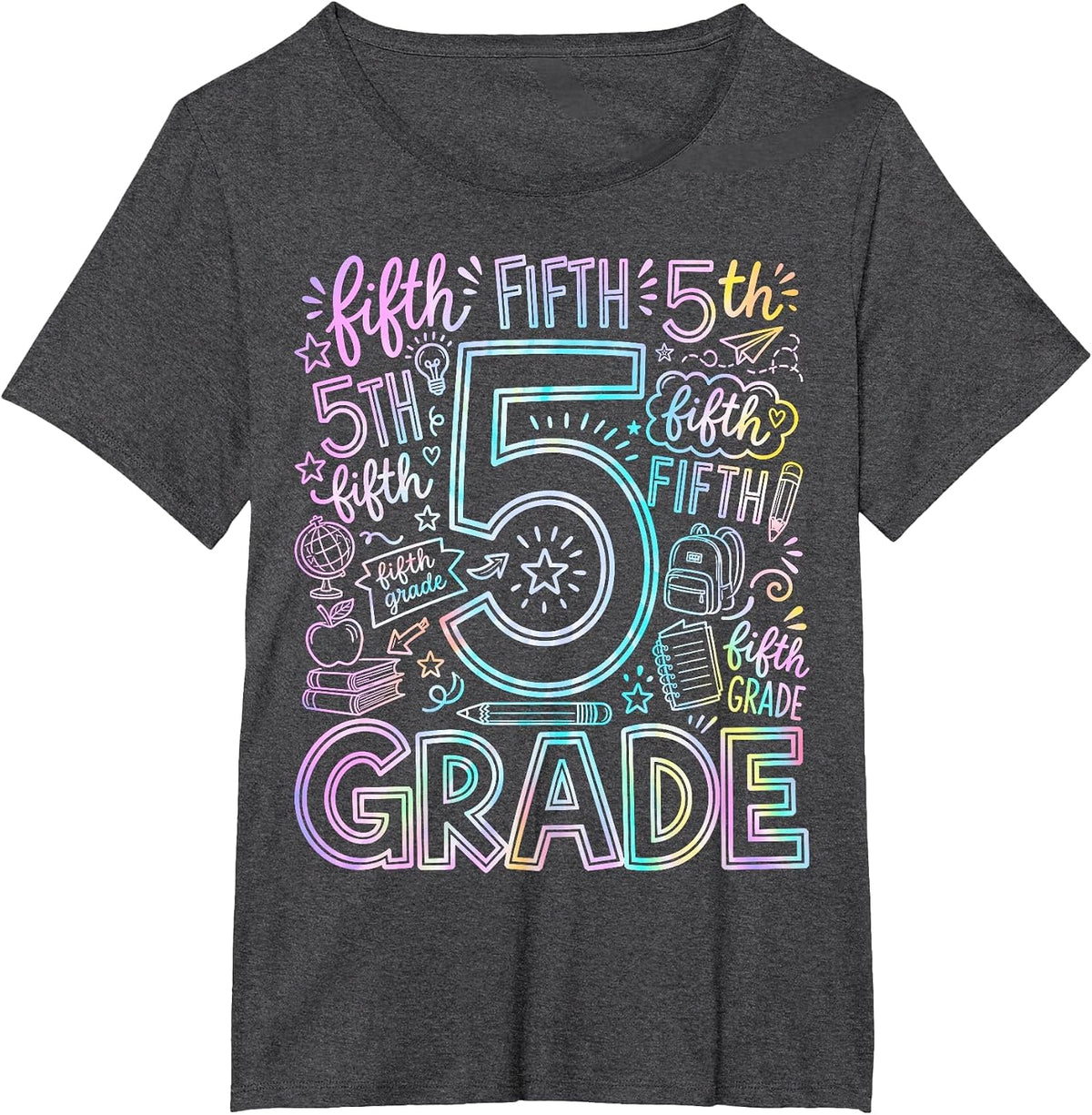 5th Grade Typography Team Fifth Grade Teacher Back to School T-Shirt - Dark Heather Grey