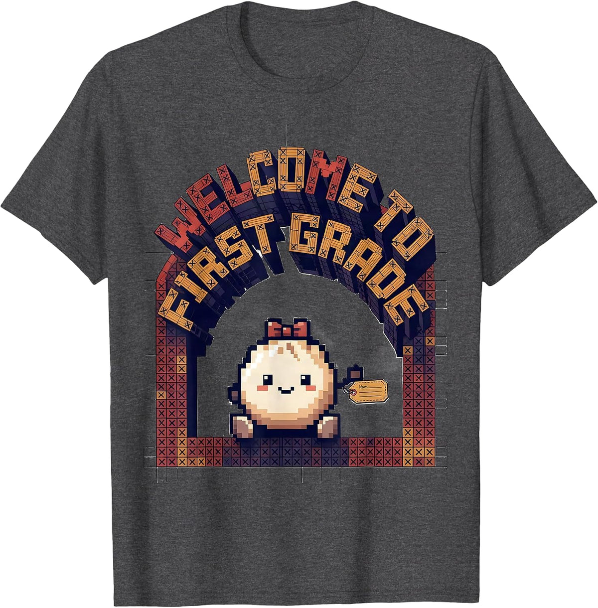 Welcome To First Grade Cute Dumpling Kawaii Back to School T-Shirt - Dark Heather Grey