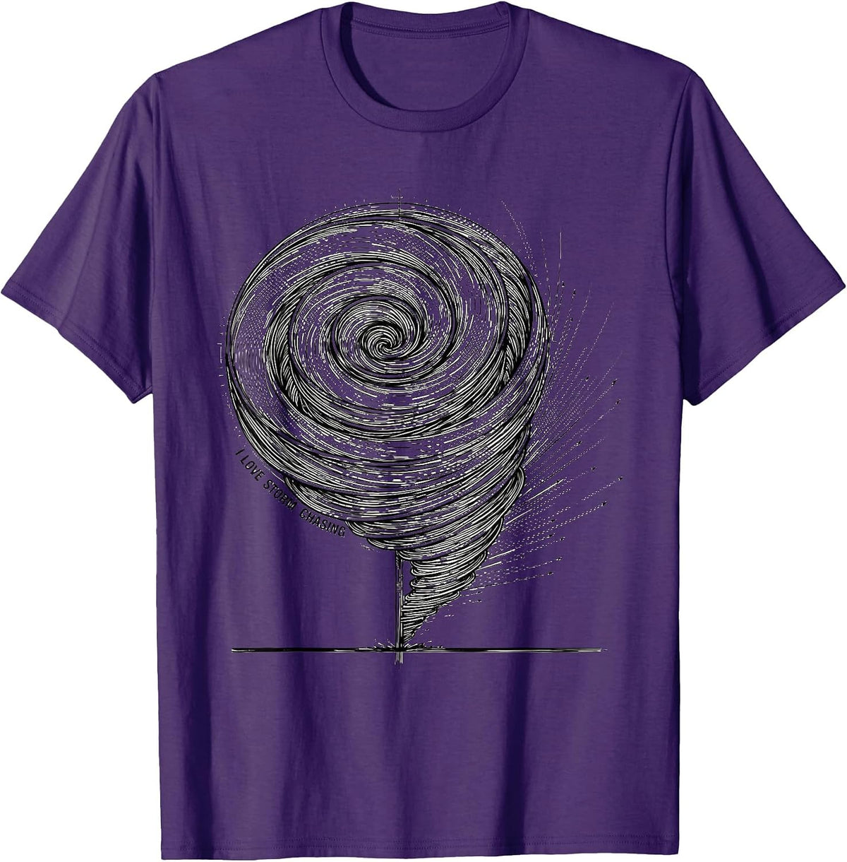 Men's I Love Storm Chasing Line Art Tornado Chaser Meteorology T-Shirt - Purple