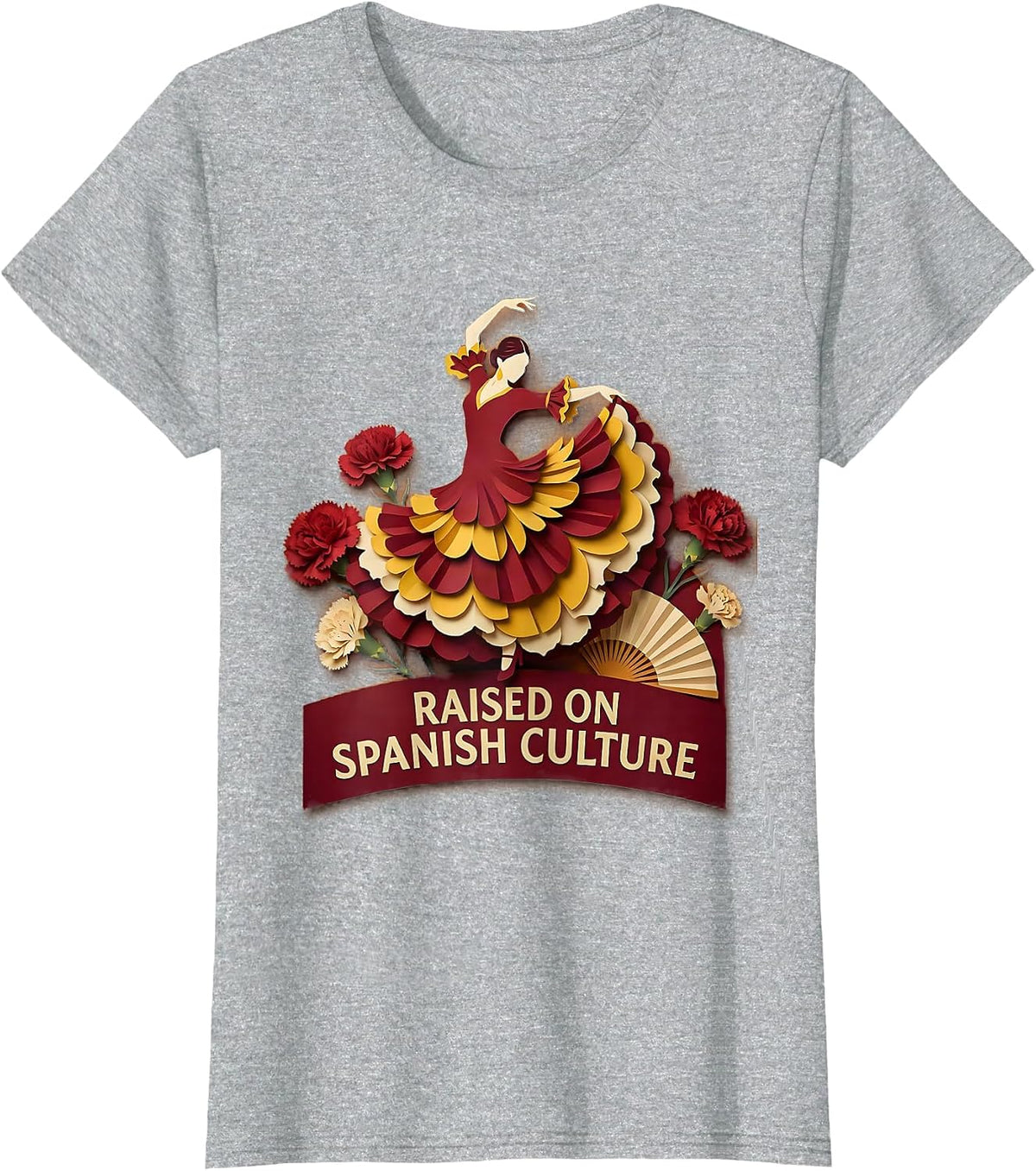 Raised on Spanish Culture Heritage Month Design T-Shirt - Heather Grey