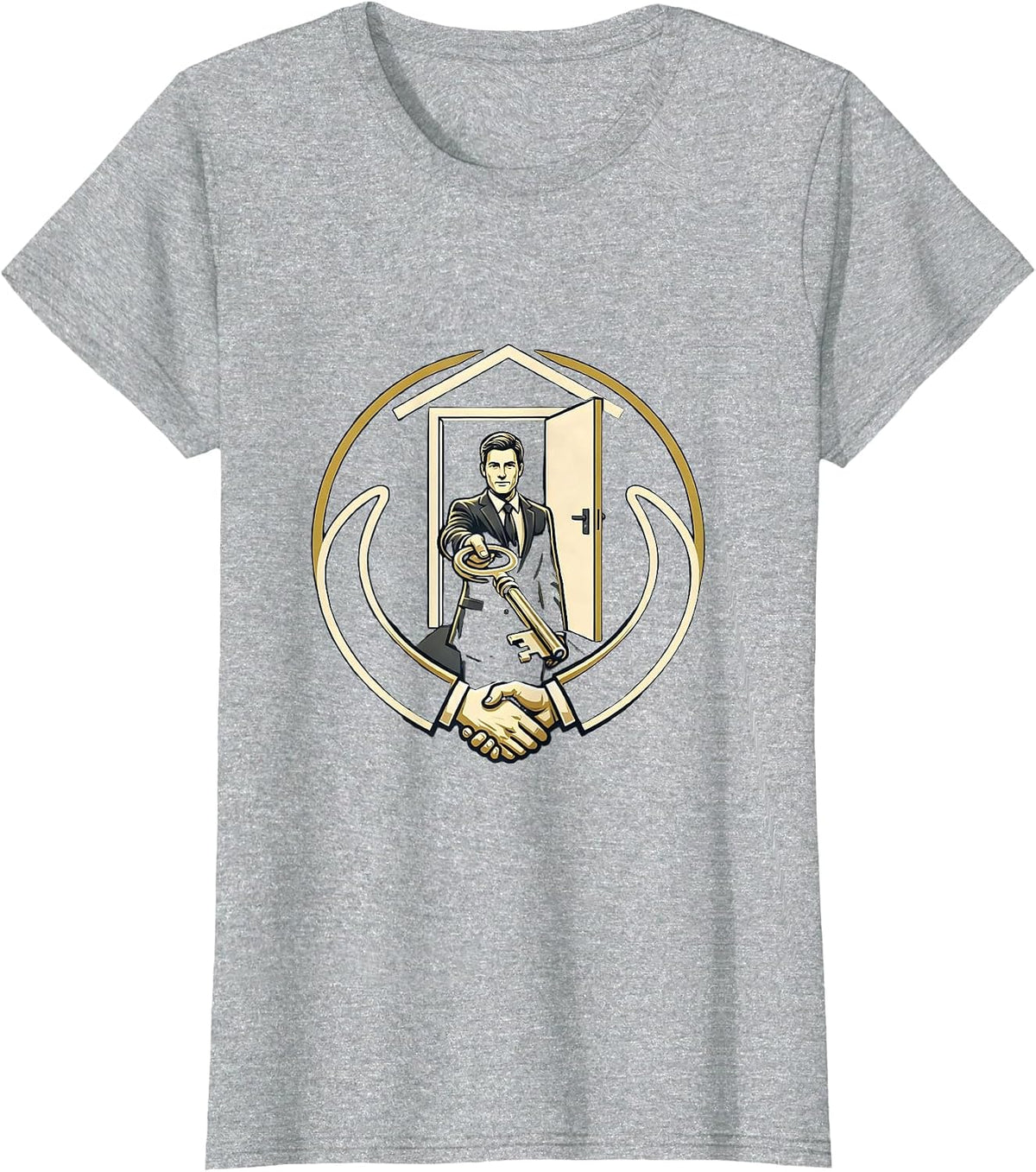 Women's Real Estate Agent House Key Emblem Realtor Gift T-Shirt - Heather Grey