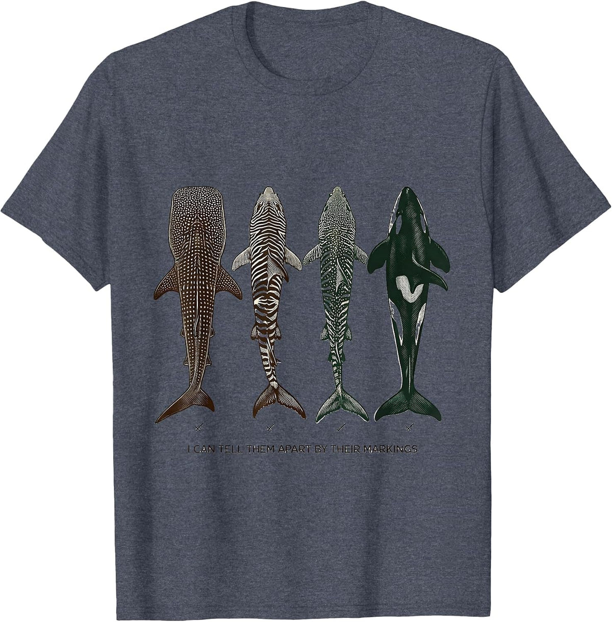I Can Tell Them Apart By Their Markings Shark Lover T-Shirt - Heather Blue