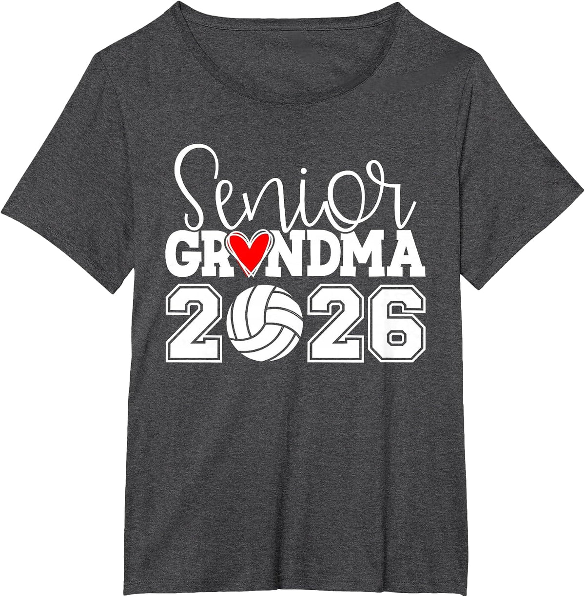 Proud Senior Volleyball Grandma Class of 2026 Graduation T-Shirt - Dark Heather Grey