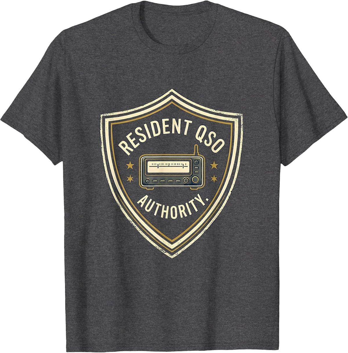 Men's Resident QSO Authority Funny Ham Radio Operator Hobbyist T-Shirt - Dark Heather Grey