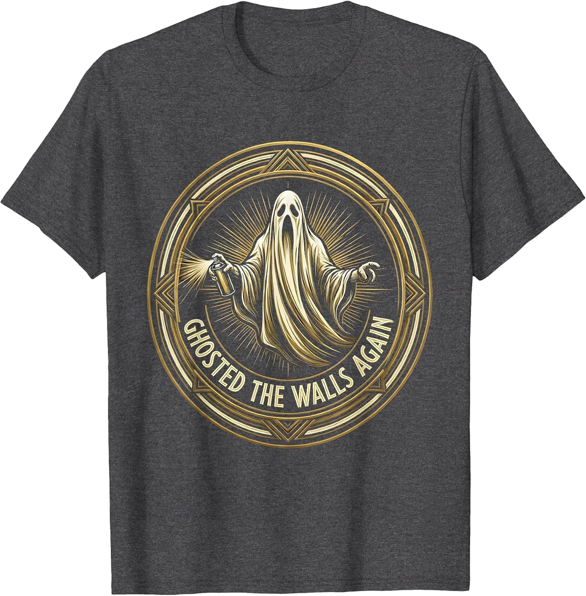 Halloween Punk Spray Can Ghost Graffiti Art T-Shirt - Dark Heather Grey