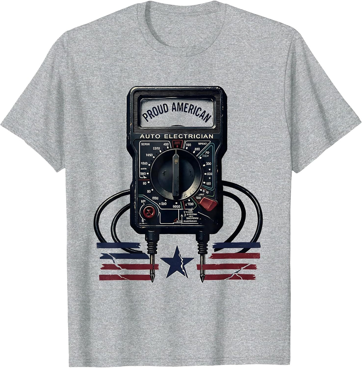 Men's Proud American Auto Electrician Patriotic Tradesman USA Flag T-Shirt - Heather Grey