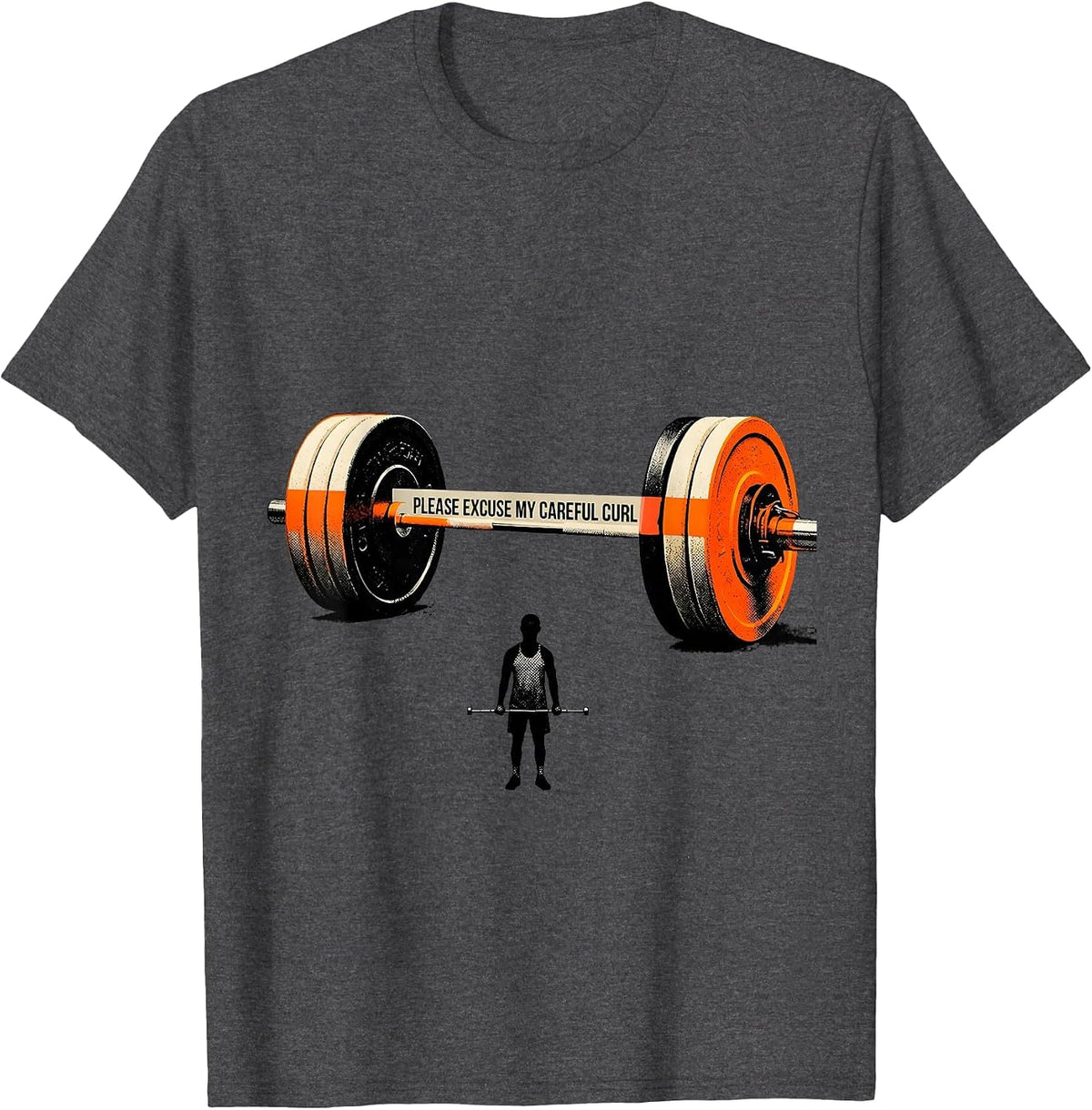 Men's Please Excuse My Careful Curl Funny Gym Workout T-Shirt - Dark Heather Grey