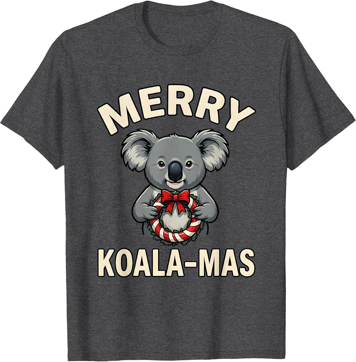 Merry Koala-mas Funny Koala Lover Christmas Pun Humor T-Shirt - Dark Heather Grey