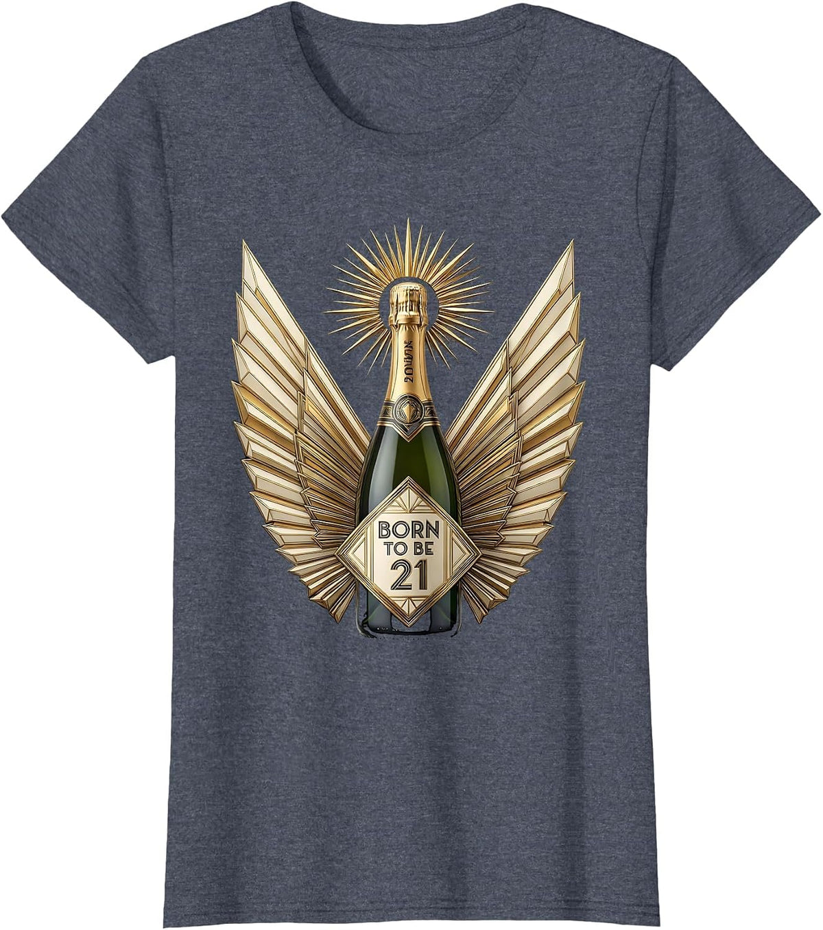 Women's Born to Be 21 Fun 21st Birthday Design T-Shirt - Heather Blue