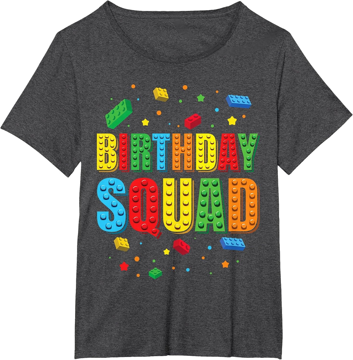 Birthday Squad Playing Bricks Block Building Brick Builder T-Shirt - Dark Heather Grey