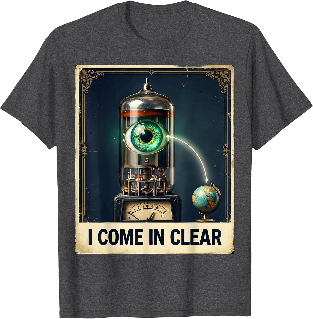 Men's I Come In Clear Vintage Ham Radio Operator Hobbyist Humor T-Shirt - Dark Heather Grey