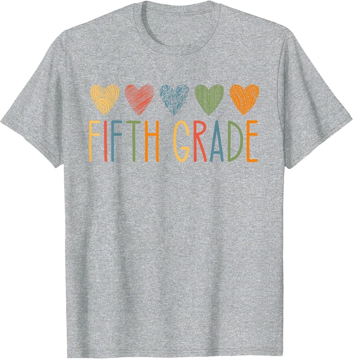 Fifth Grade Teacher Life 5th Grade Back to School Heart Love T-Shirt - Heather Grey