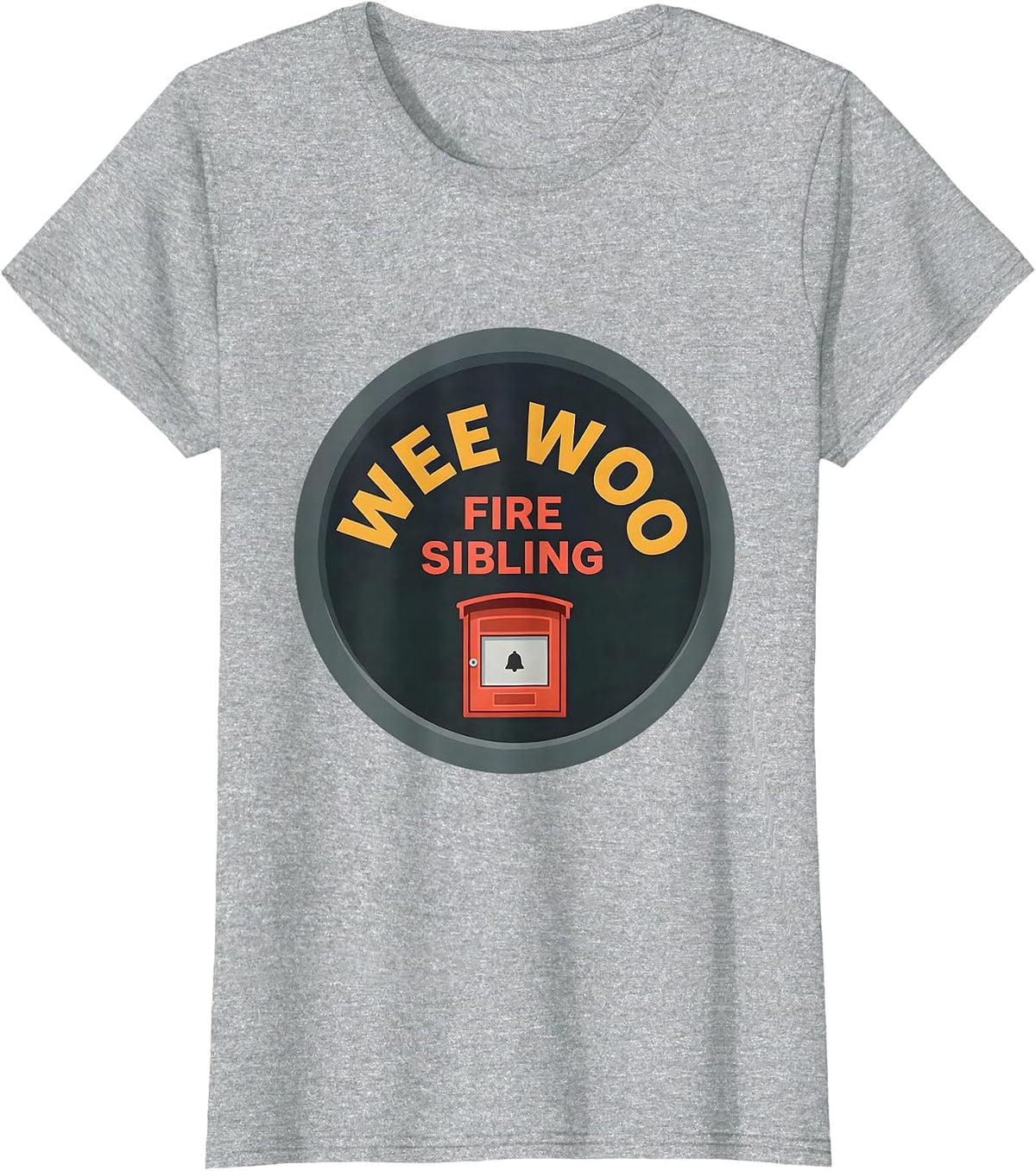 Wee Woo Fire Sibling Funny Firefighter Family Humor T-Shirt - Heather Grey