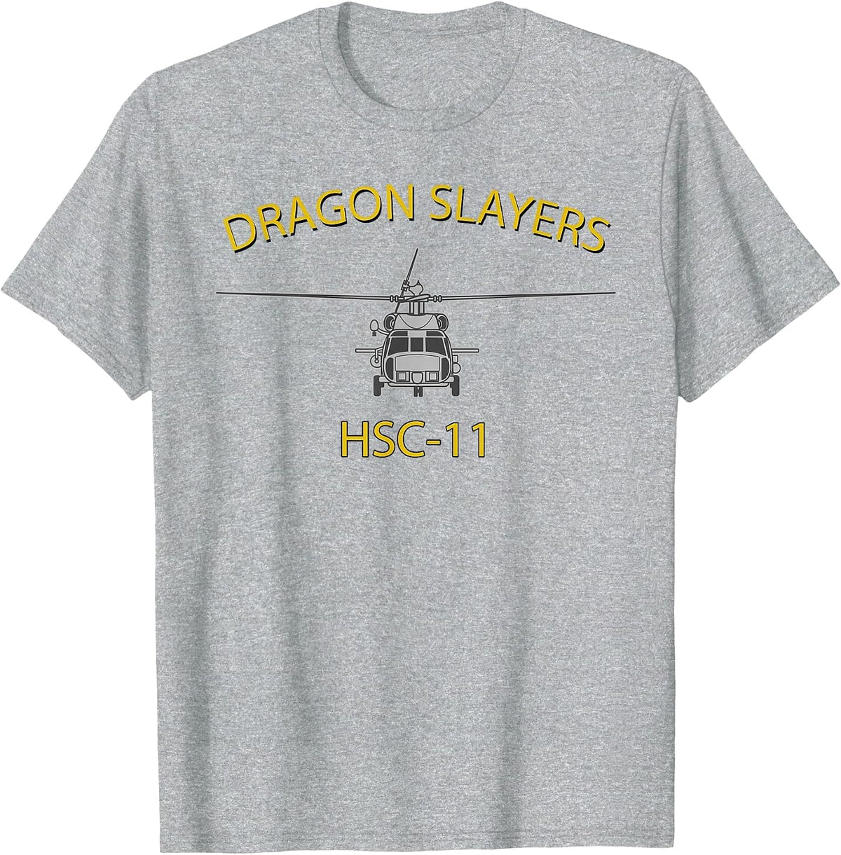 HSC-11 Dragon Slayers Helicopter Squadron MH-60 Sea Hawk Tee T-Shirt - Heather Grey
