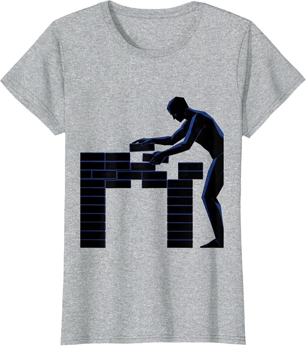 Bridge Builder Illustration Graphic Design T-Shirt - Heather Grey
