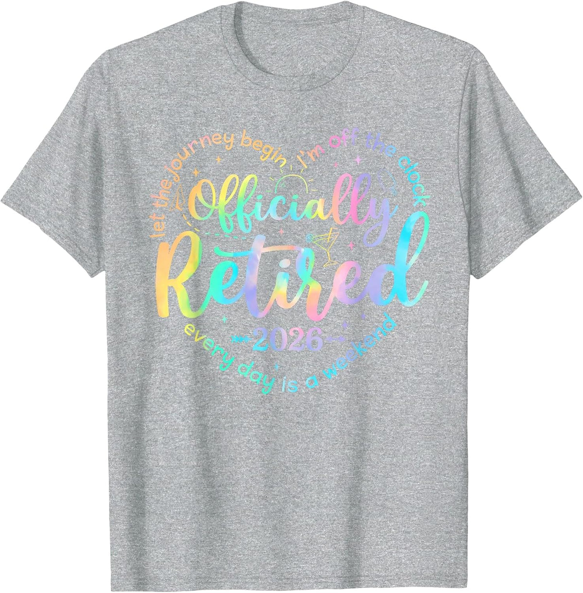 Retro Officially Retired 2026 Heart Funny Retirement Women T-Shirt - Heather Grey