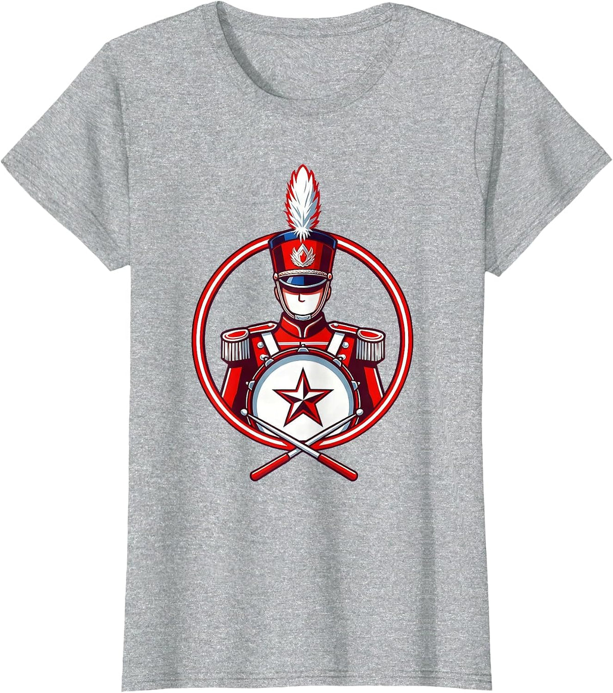 Kids Patriotic Drumline Parade Drummer Illustration T-Shirt - Heather Grey