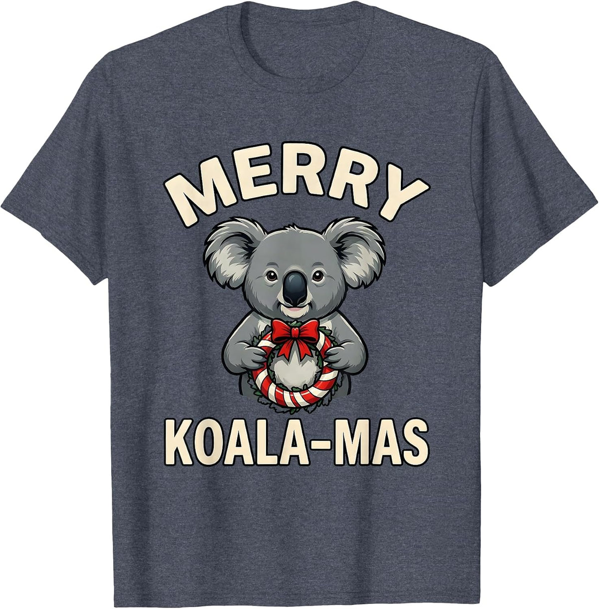 Merry Koala-mas Funny Koala Lover Christmas Pun Humor T-Shirt - Heather Blue