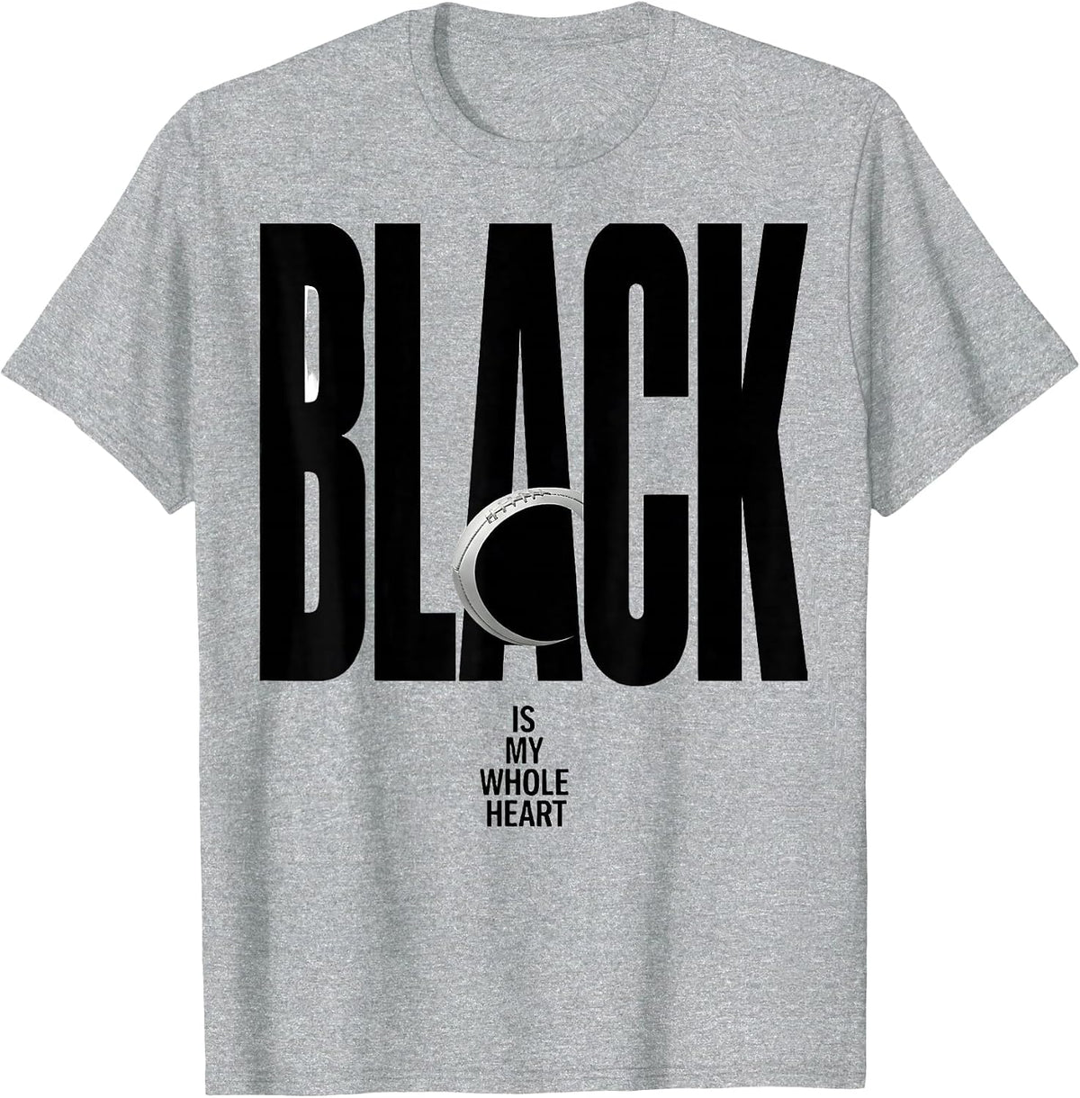 Men's Black Is My Whole Heart National Pride Rugby Fan Kiwi T-Shirt - Heather Grey