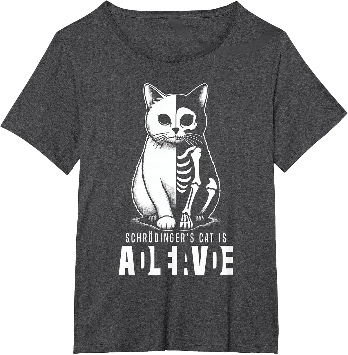 Schrödinger's Cat Dead and Alive Quantum Mechanics Physics T-Shirt - Dark Heather Grey
