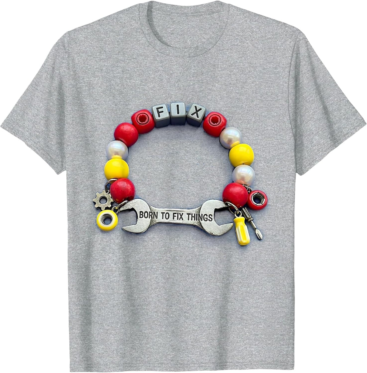 Men's Born to Fix Things Mechanic Graphic Design T-Shirt - Heather Grey