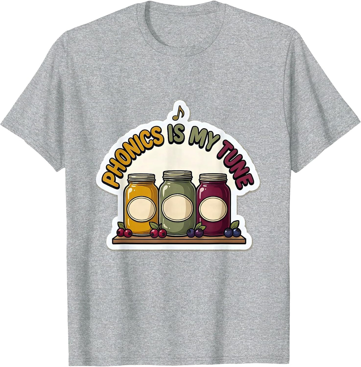 Men's Phonics Is My Tune Funny Reading Teacher Literacy Humor T-Shirt - Heather Grey