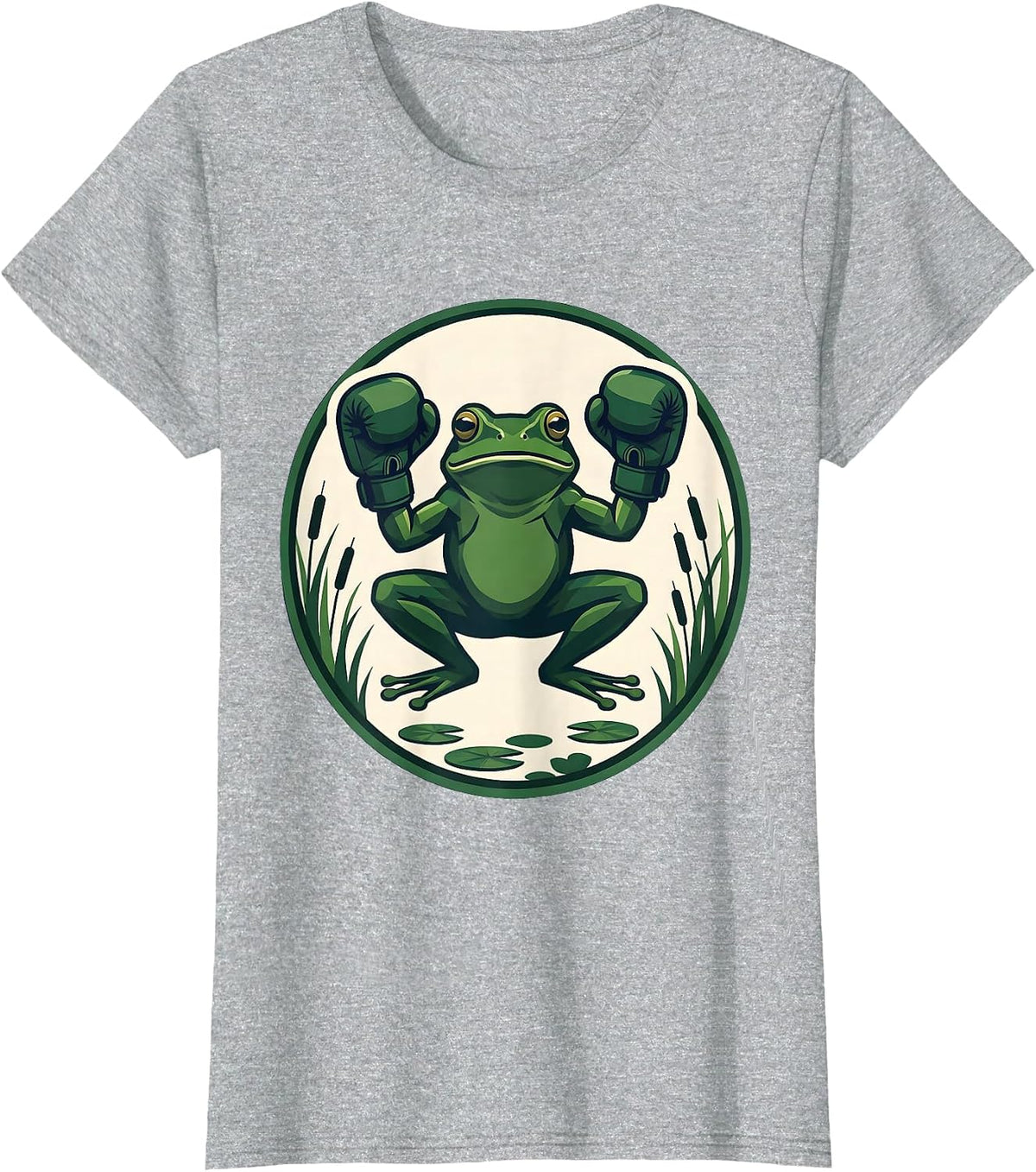 Frog Boxing Gloves Fighter Illustration T-Shirt - Heather Grey