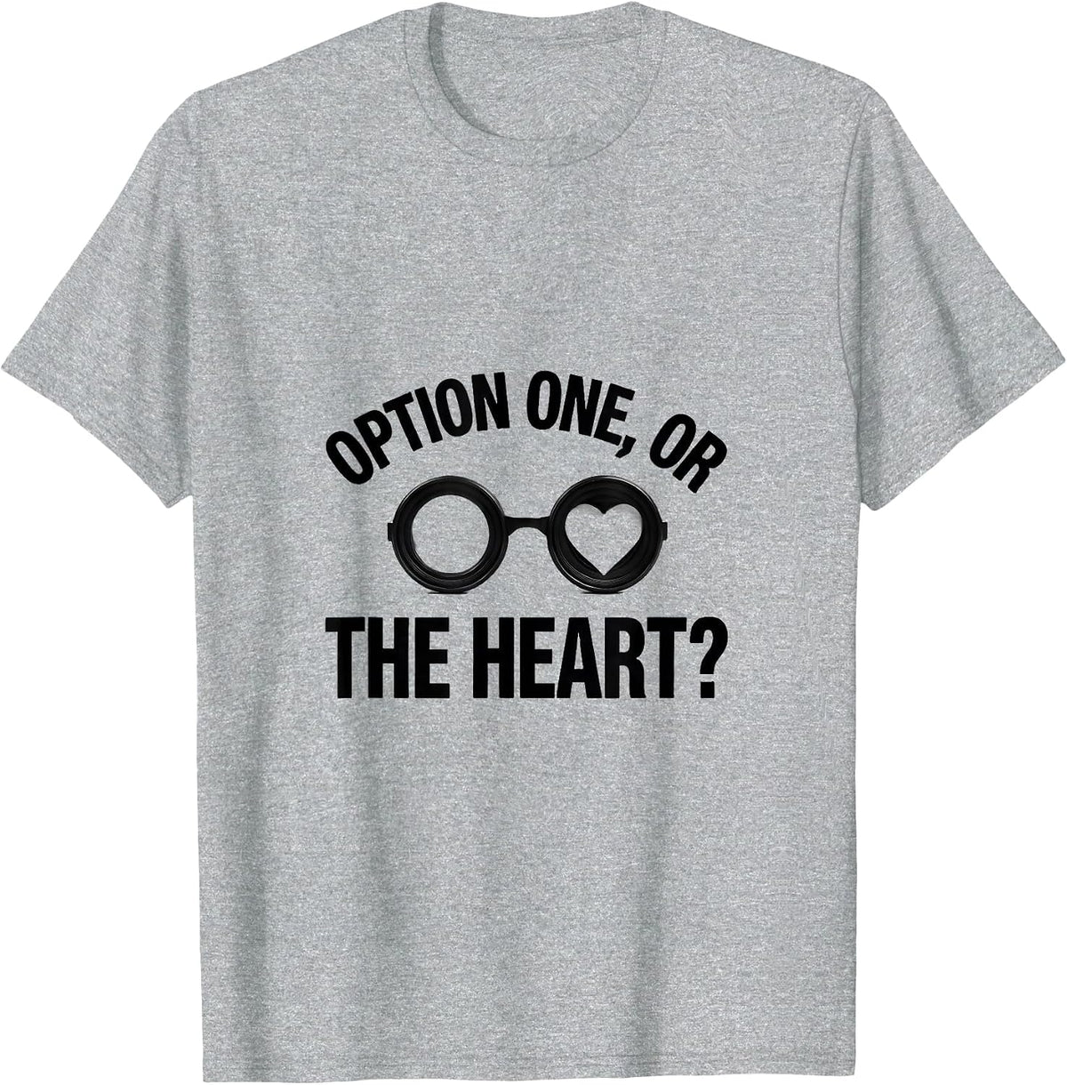 Men's Option One, Or The Heart? Minimalist Optometrist Valentine's T-Shirt - Heather Grey