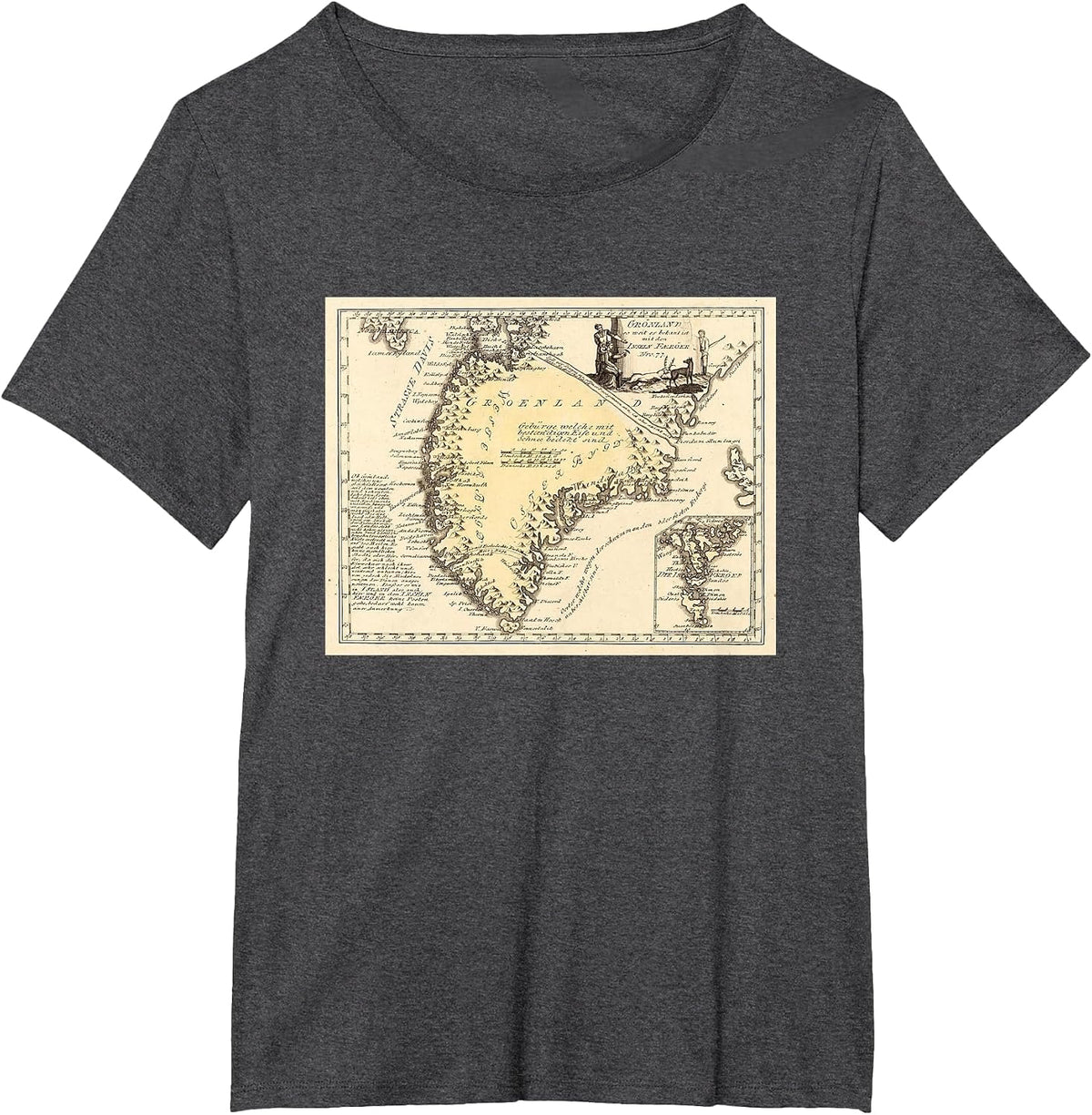 Greenland Map T-Shirt - Dark Heather Grey