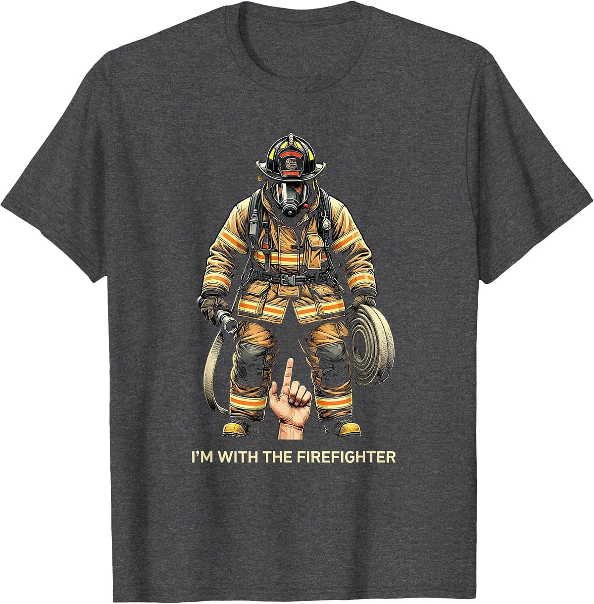 I'm With The Firefighter Funny Halloween Matching Costume T-Shirt - Dark Heather Grey