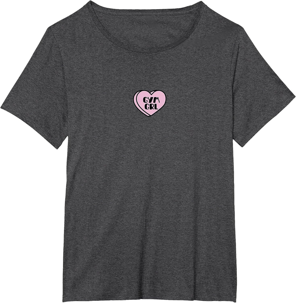 Gym GRL Love Heart Valentines Candy Funny Workout Gymnastics T-Shirt - Dark Heather Grey