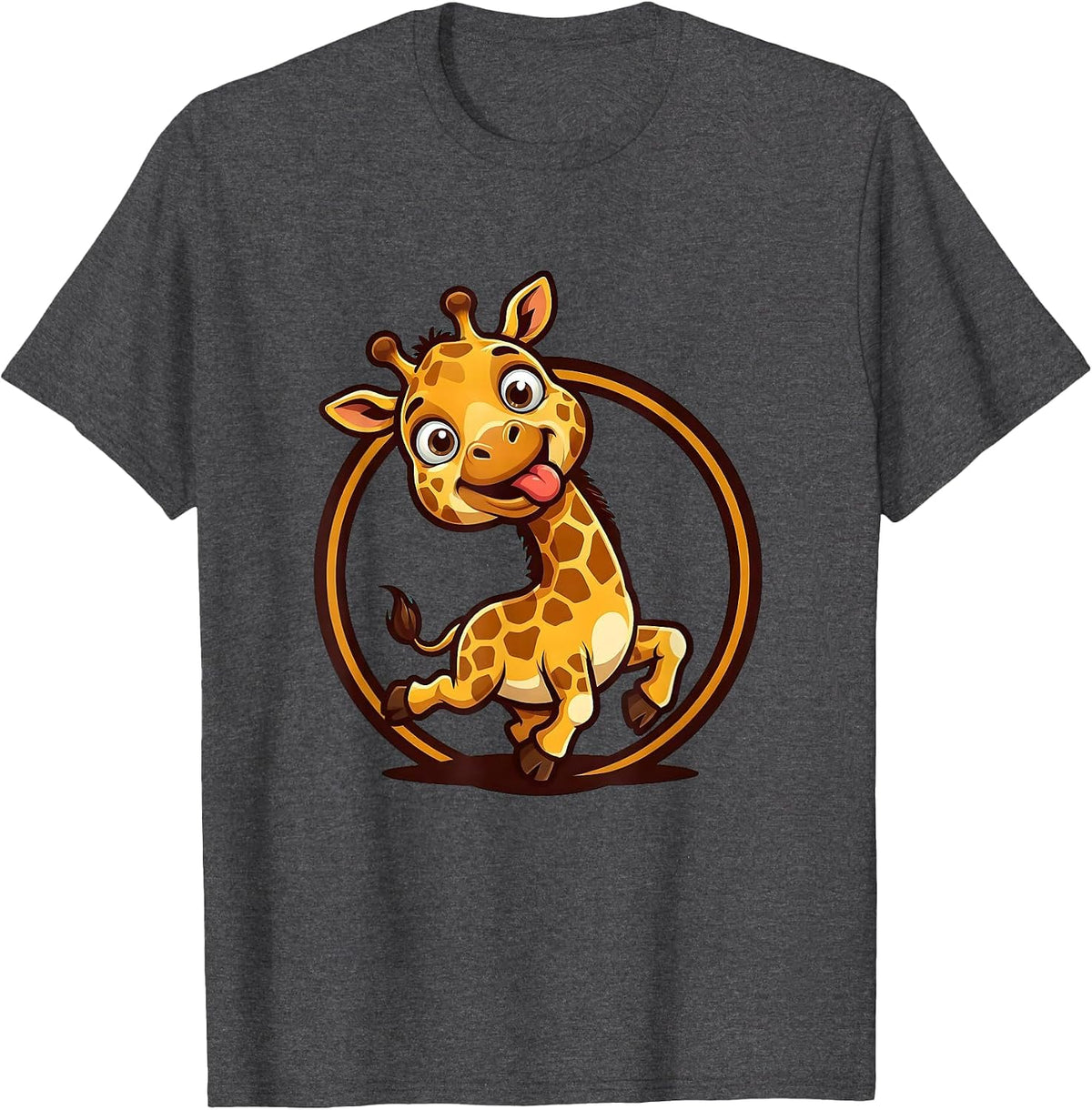 Men's Derpy Baby Giraffe Mid-Stumble Graphic T-Shirt - Dark Heather Grey