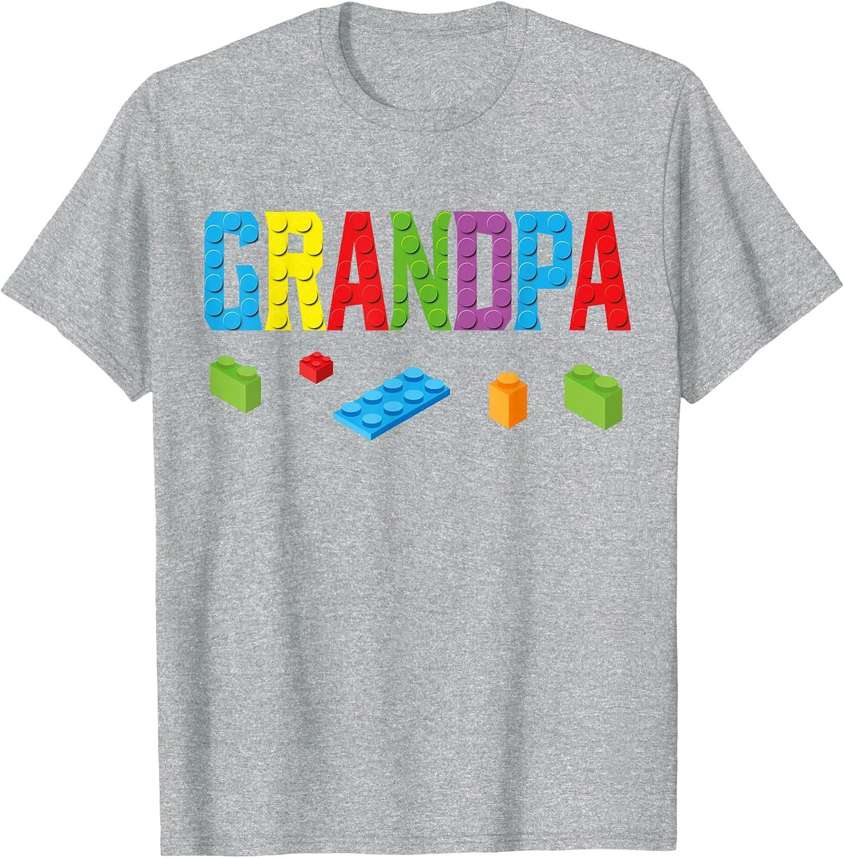Grandpa Master Builder Building Bricks Blocks Family Set T-Shirt - Heather Grey