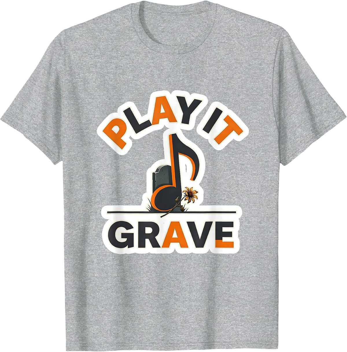 Men's Play It Grave Halloween Ghost Musician Music Teacher Humor T-Shirt - Heather Grey