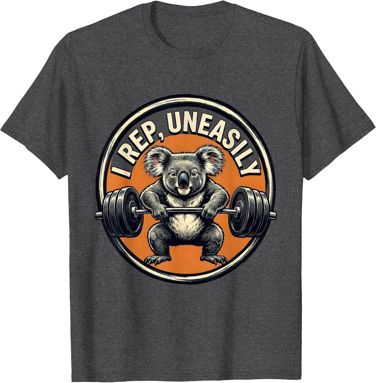 Men's I Rep, Uneasily Funny Gym Workout Weightlifting Humor T-Shirt - Dark Heather Grey