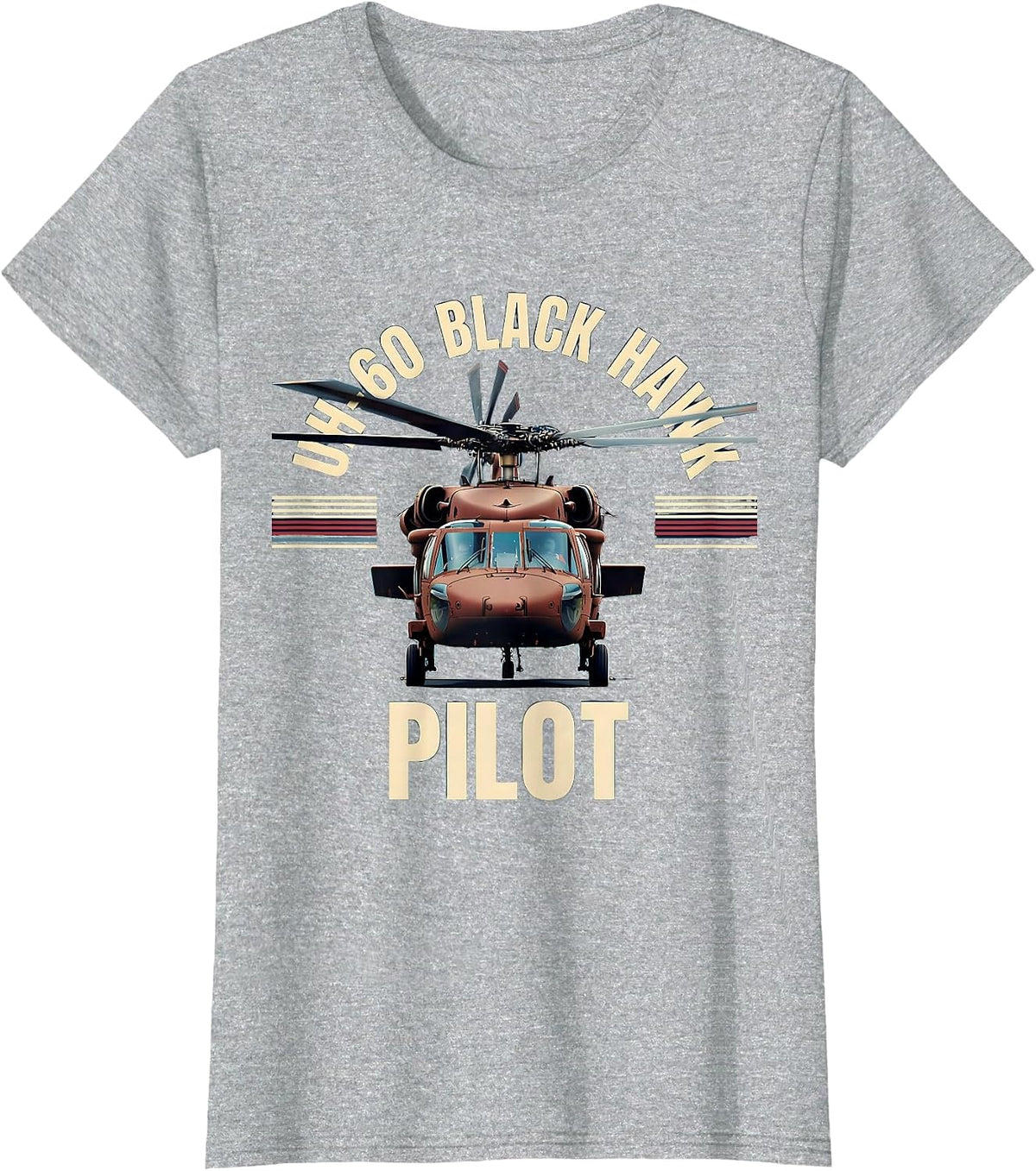 UH-60 Black Hawk Pilot Patriotic Military Helicopter Veteran T-Shirt - Heather Grey