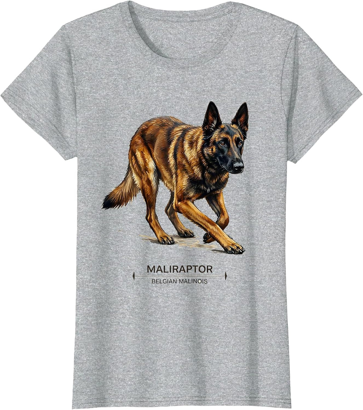 Maliraptor Belgian Malinois Dog Breed Pride Humor T-Shirt - Heather Grey
