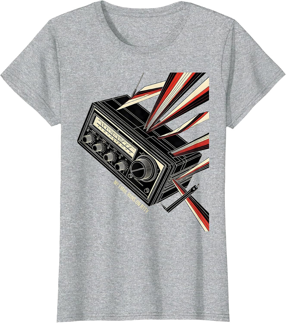 Women's My Email Runs On RTTY Funny Ham Radio Operator Hobbyist T-Shirt - Heather Grey