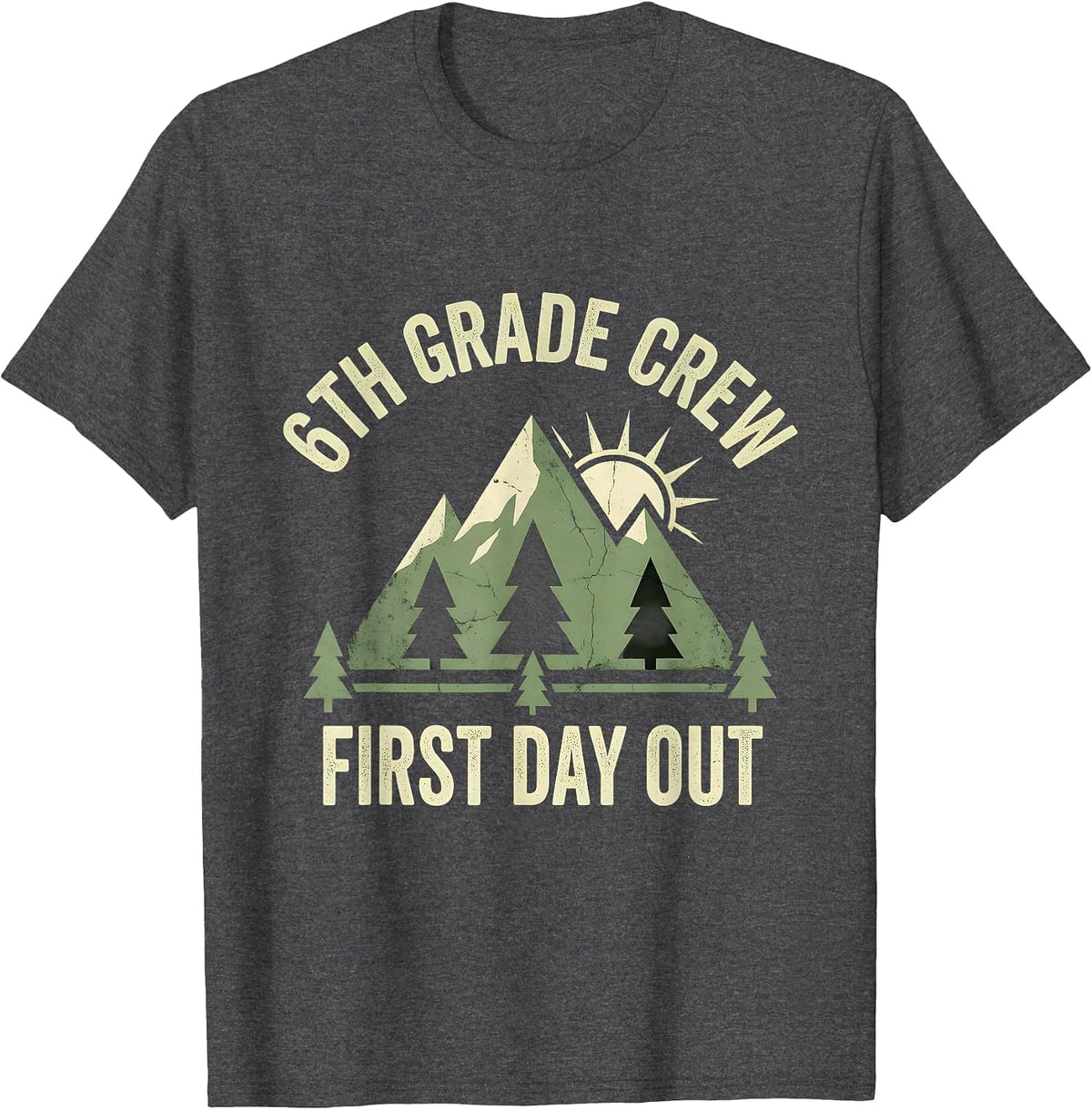 6th Grade Crew First Day Out Boho Nature Back To School T-Shirt - Dark Heather Grey