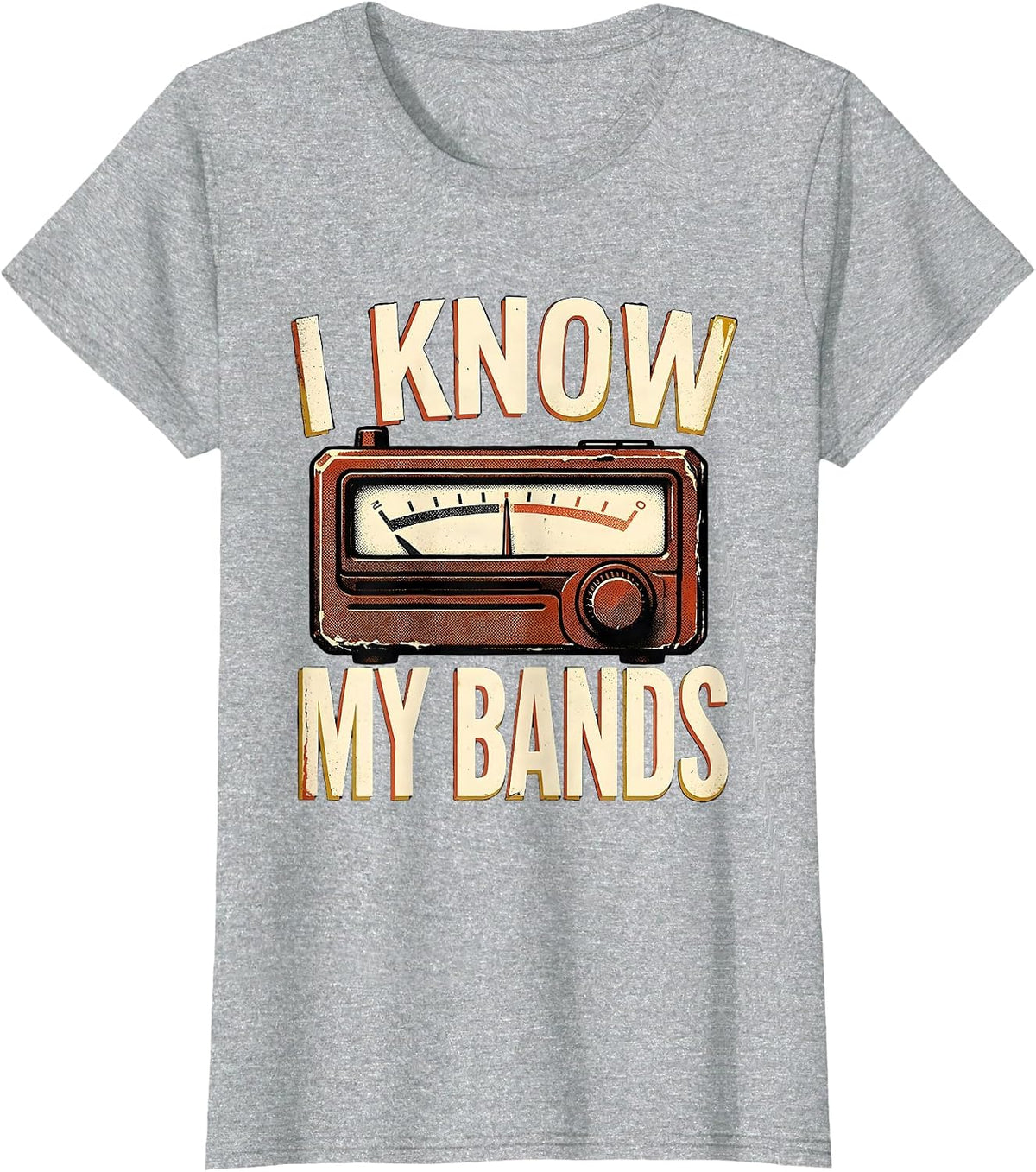 Women's I Know My Bands Funny Ham Radio Operator Humor Amateur Radio T-Shirt - Heather Grey