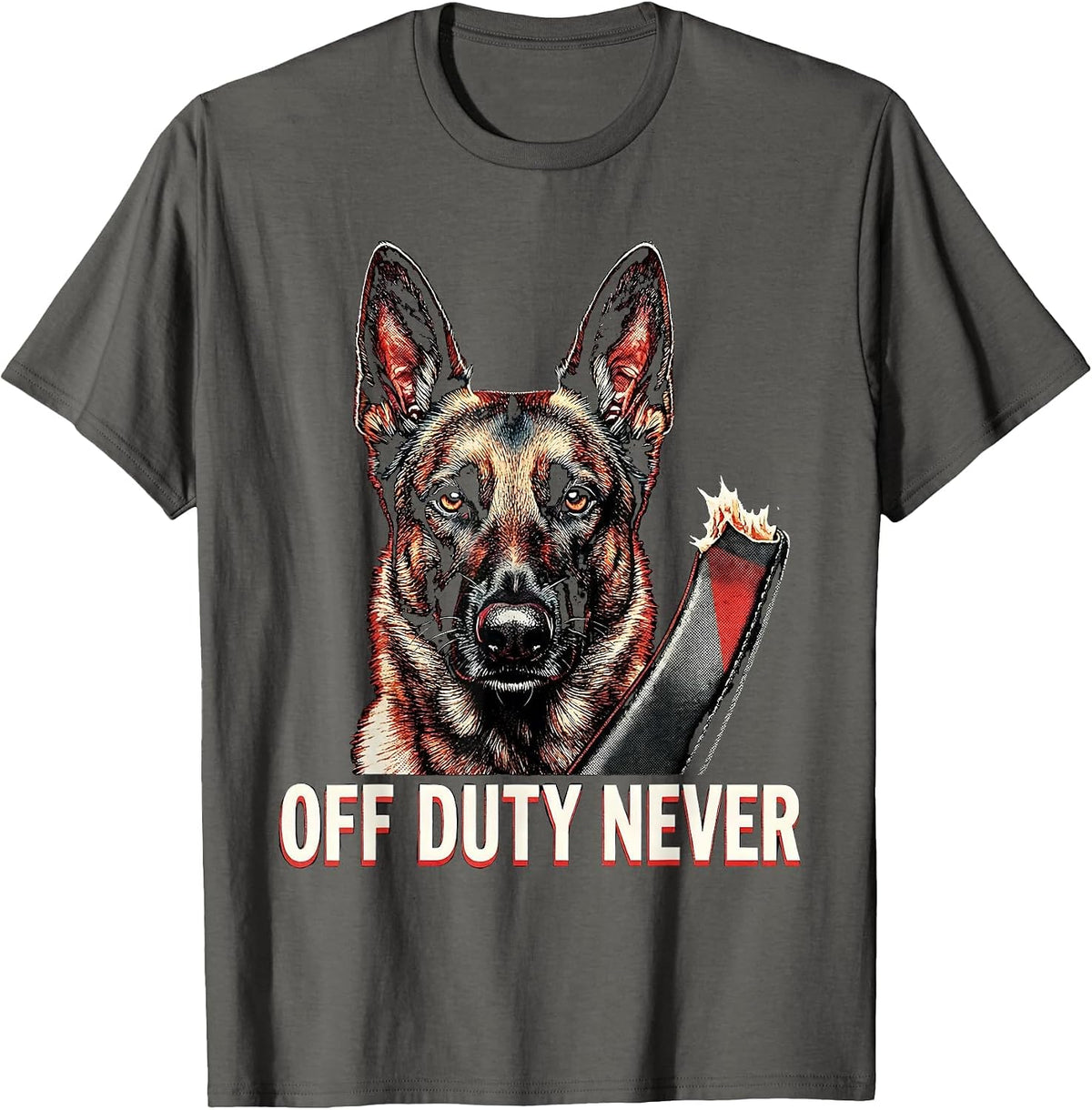 Off Duty Never Belgian Malinois Dog Owner Humor T-Shirt - Asphalt Grey