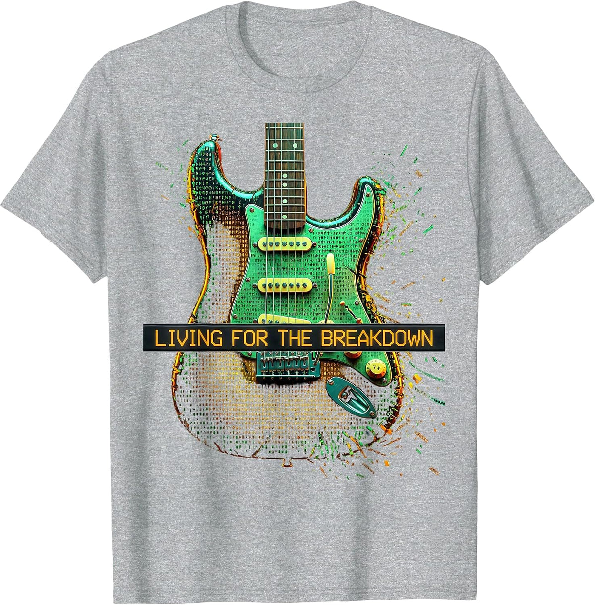 Men's Living for the Breakdown Metal Music Design T-Shirt - Heather Grey