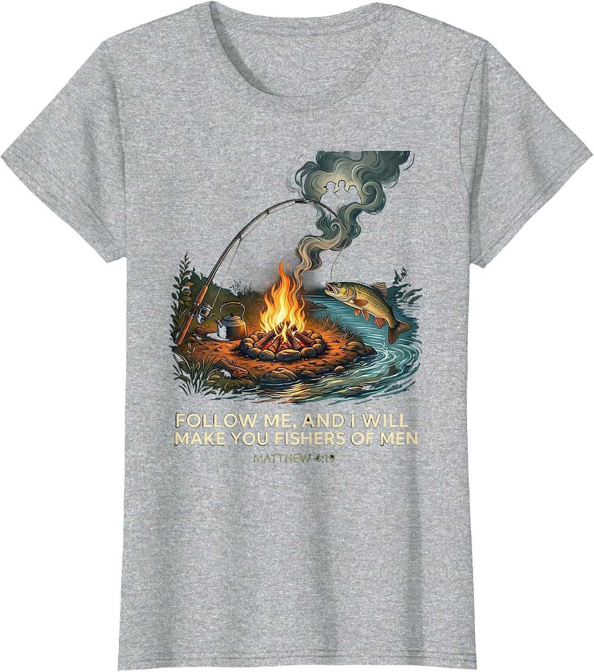 Women's Follow Me, And I Will Make You Fishers Of Men — Matthew 4:19 T-Shirt - Heather Grey