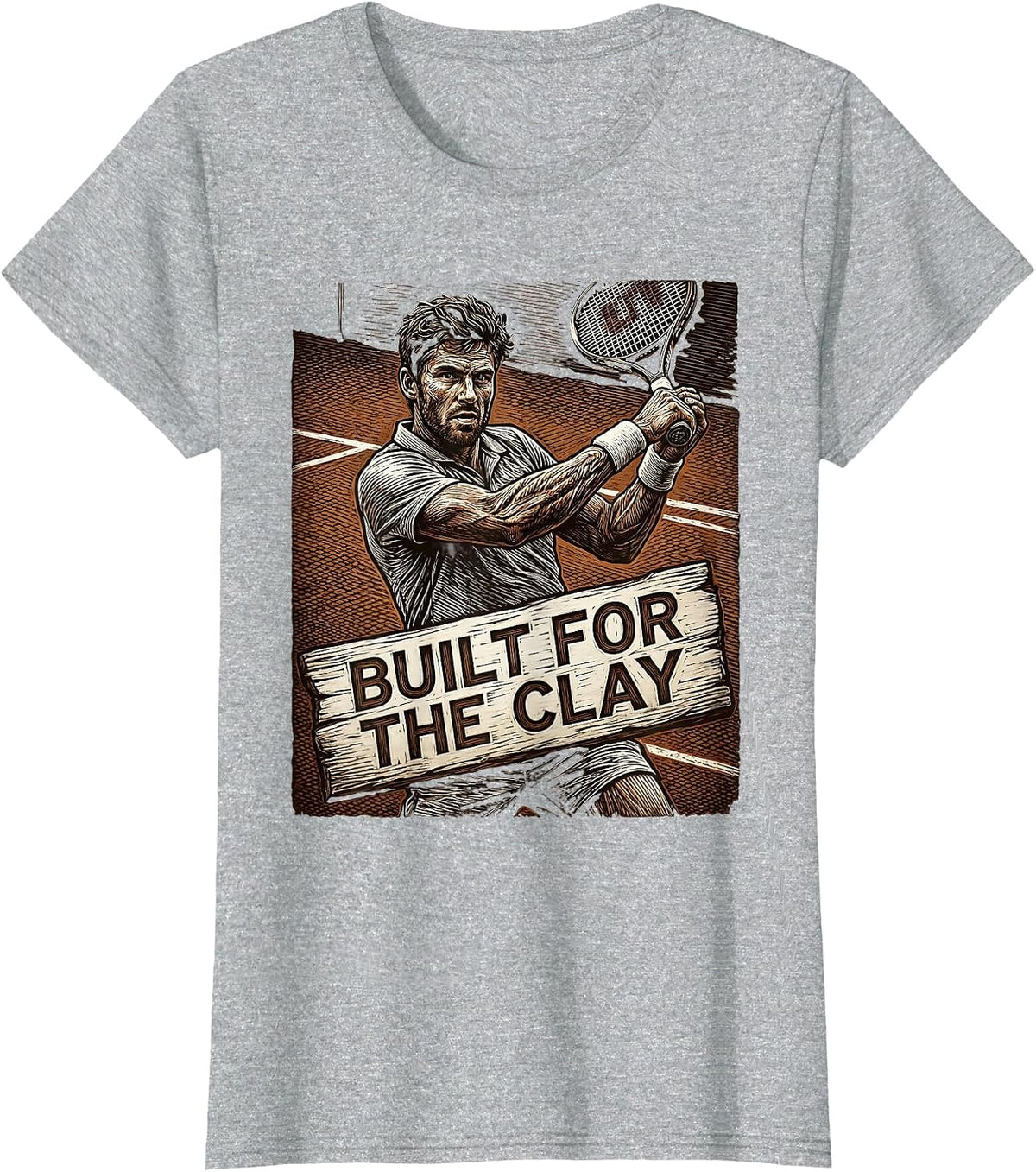Women's Built for the Clay Tennis Graphic Design T-Shirt - Heather Grey