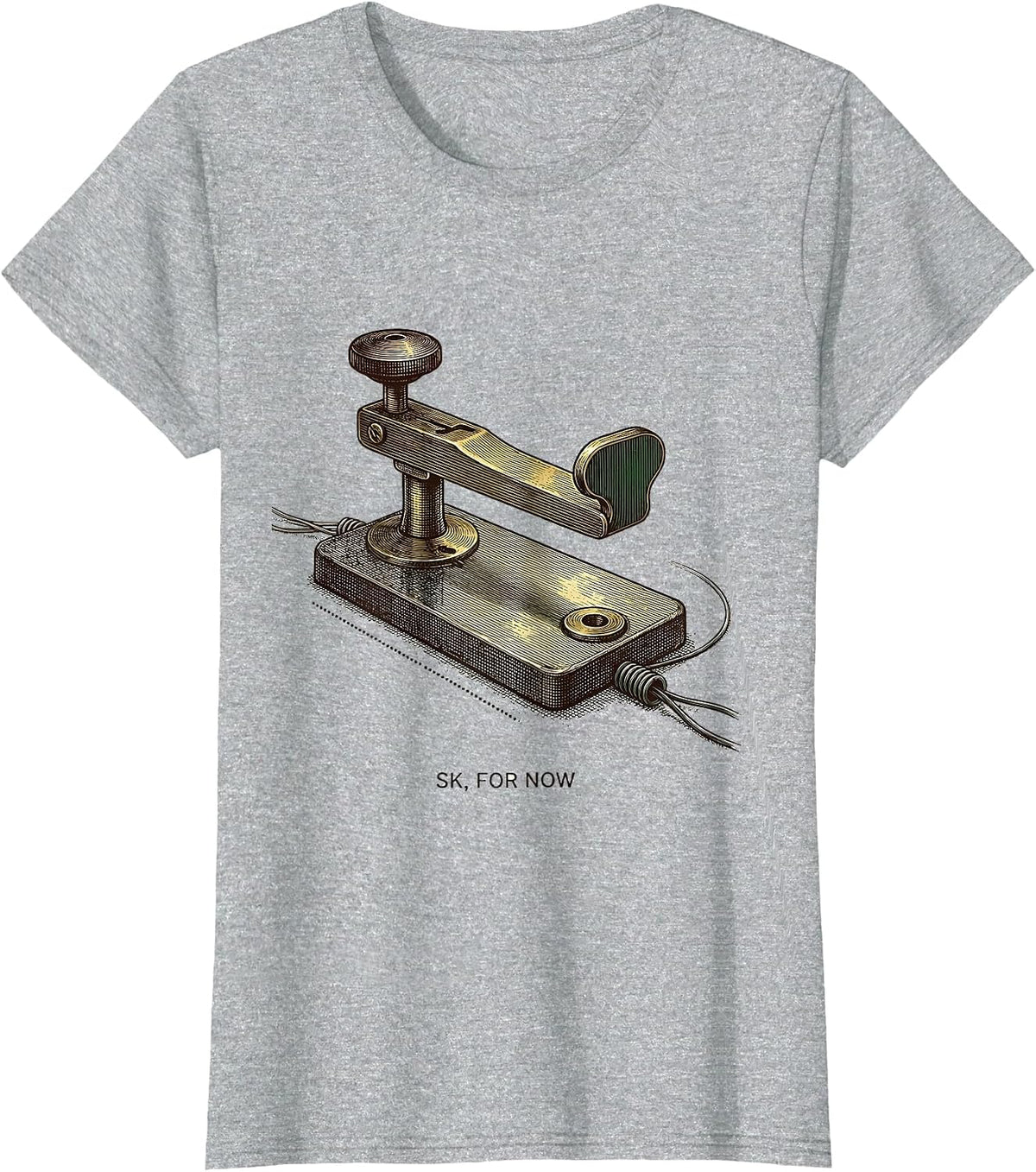 SK For Now Engraved Telegraph Key Ham Radio Operator Humor T-Shirt - Heather Grey